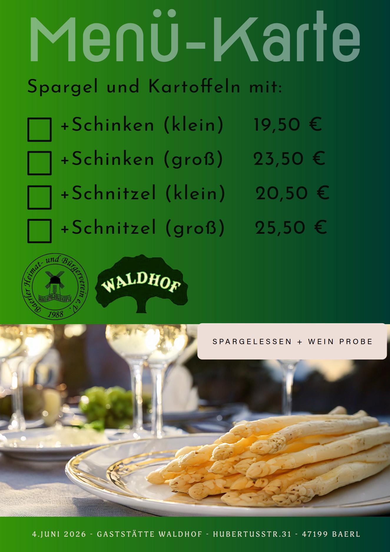 Spargelessen Menü